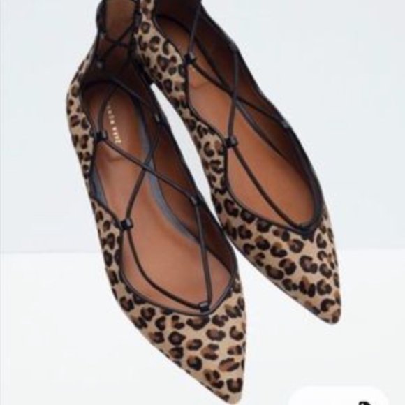 Zara Leopard Print Lace-Up Flats - Picture 2 of 8